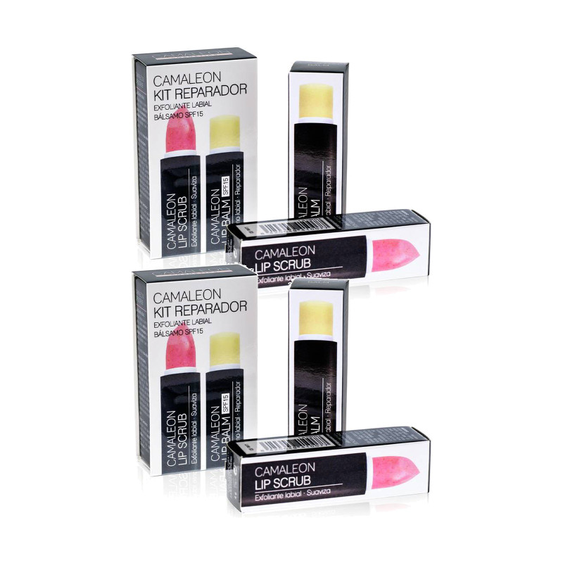 Camaleón Lip Scrub Nº1 Fresa, exfoliante labial con bálsamo - Pack de 2 unidades