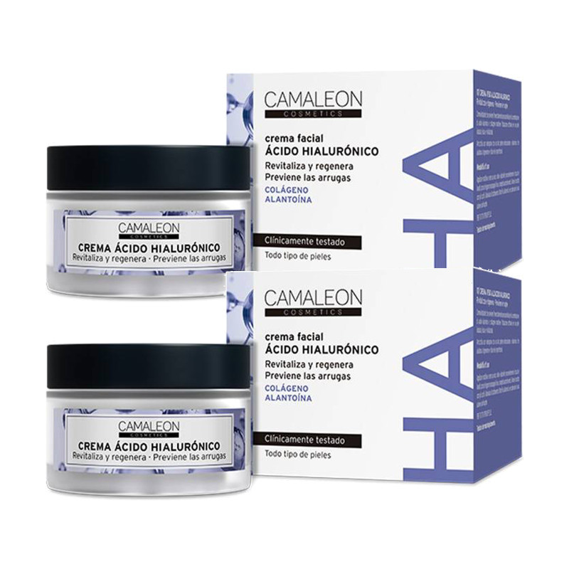 Camaleón Crema Facial con Ácido Hialurónico, Colágeno y Granada - Pack de 2 tarros