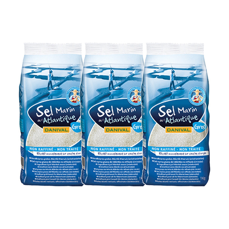 Danival Sal Marina Gruesa sin Refinar 1 kg - Pack de 3 bolsas (3 kg en total)