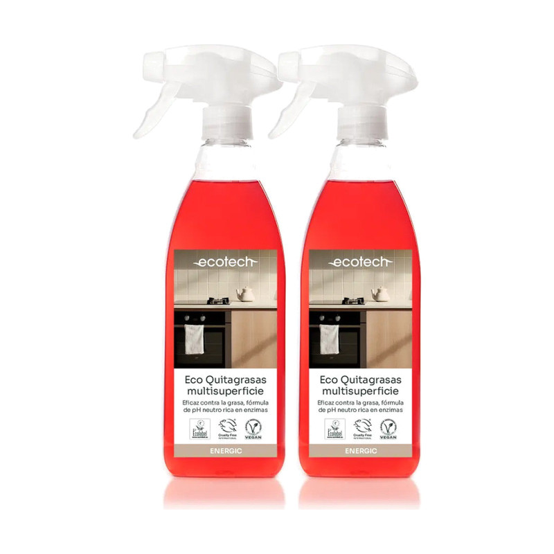 Ecotech Energic, desengrasante enzimático 750 ml - Pack de 2 botellas (1,5 l en total)
