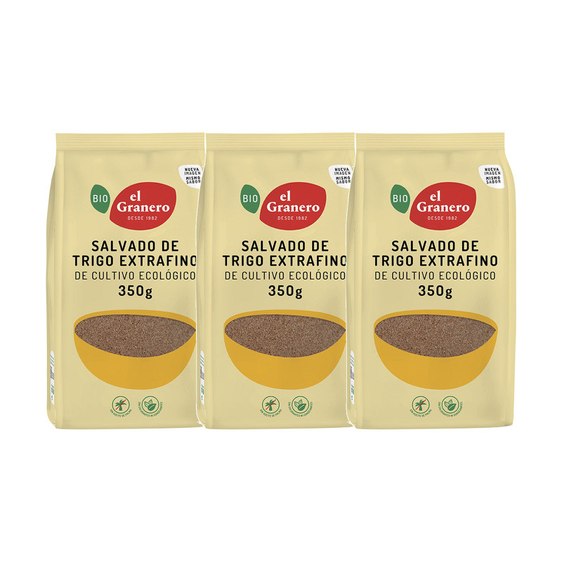 El Granero Integral Salvado de Trigo Extrafino Bio 350 g - Pack de 3 bolsas (1,05 kg en total)