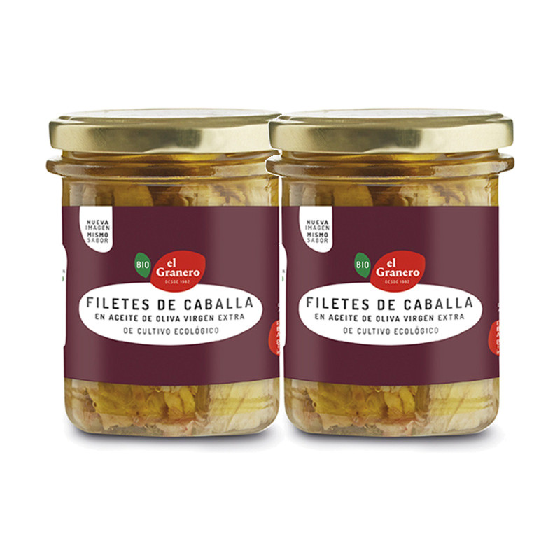 El Granero Integral Filetes de Caballa en tarro 195 g - Pack de 2 tarros (390 g en total)