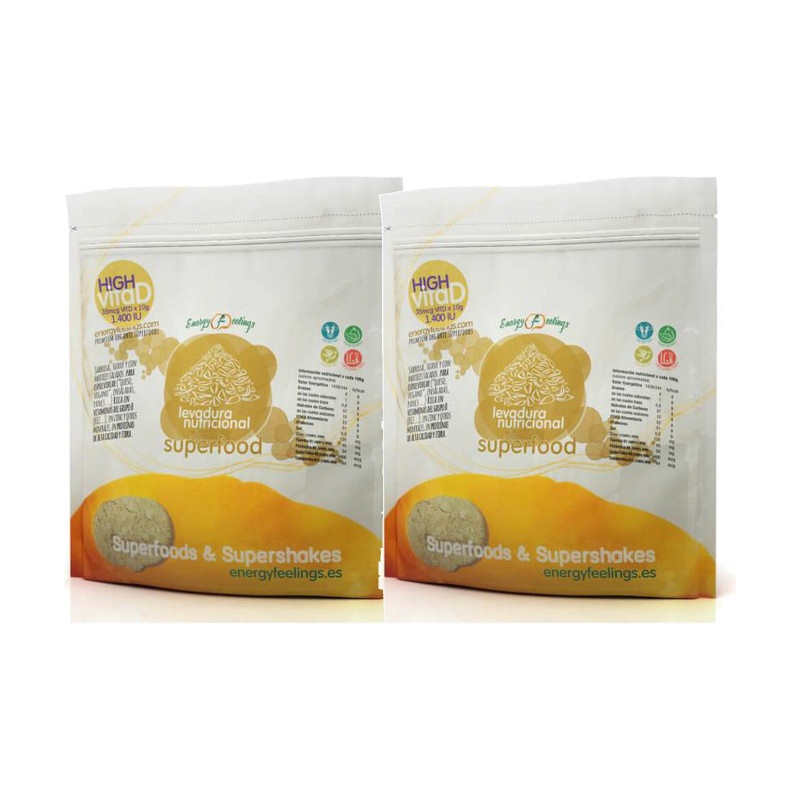 Energy Feelings Levadura Nutricional con Vitamina D en copos XL 250 g - Pack de 2 bolsas (500 g en total)