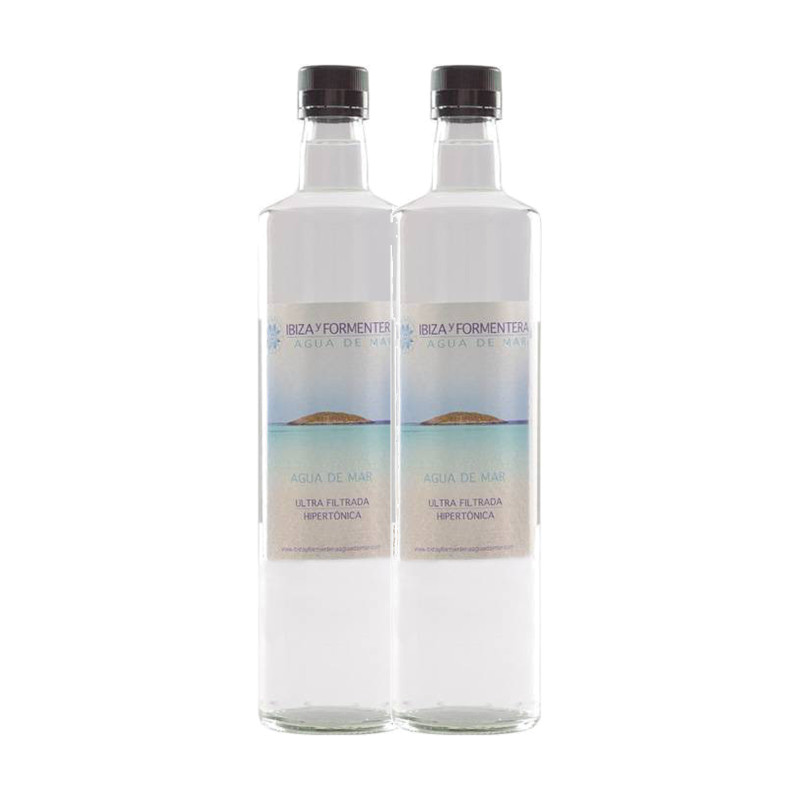 Ibiza y Formentera Agua de Mar, botella de cristal 750 ml - Pack de 2 botellas (1,5 l en total)