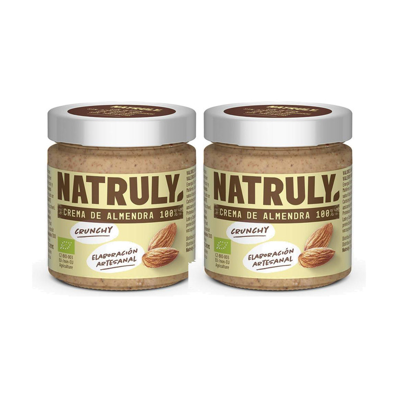 Natruly Crema de Almendra Bio 200 g - Pack de 2 tarros (400 g en total)