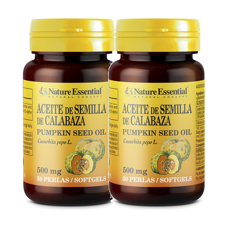 Nature Essential Aceite de Semilla de Calabaza 500 mg 50 perlas - Pack de 2 botes
