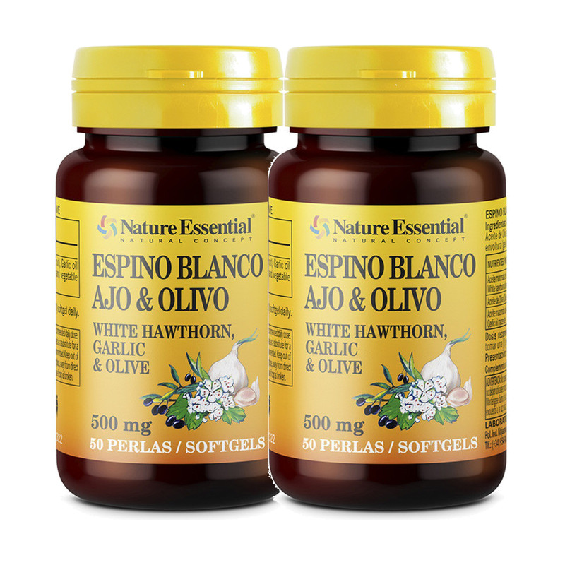Nature Essential Espino + Ajo + Olivo 500 mg 50 perlas - Pack de 2 botes
