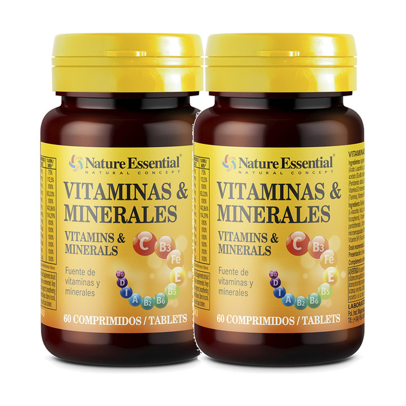 Nature Essential Vitaminas + Minerales + Hierro 60 comprimidos - Pack de 2 botes