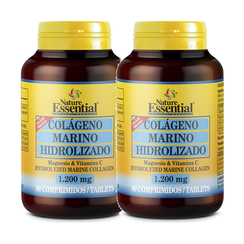 Nature Essential Colágeno Marino Hidrolizado con Magnesio 1200 mg 90 comprimidos - Pack de 2 botes