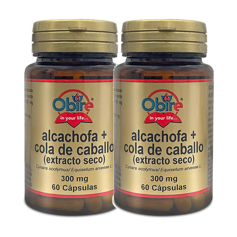 Obire Alcachofa + Cola, extracto seco 300 mg 60 cápsulas - Pack de 2 botes