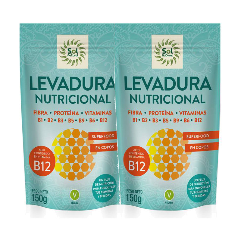 Sol Natural Levadura Nutricional con Vitamina B12 Bio 150 g - Pack de 2 botes (300 g en total)