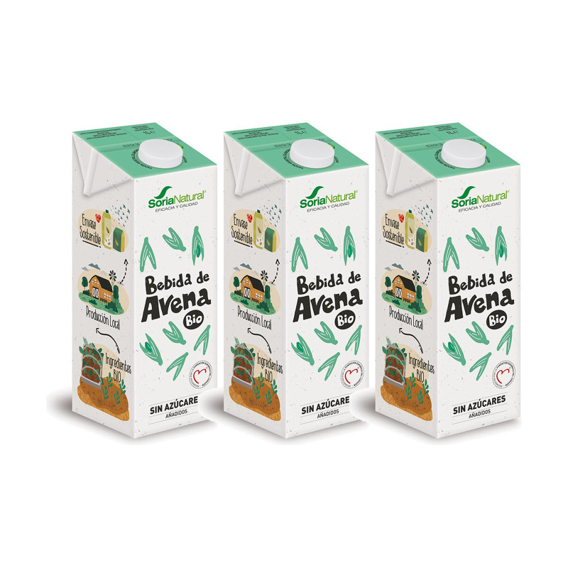 Soria Natural Bebida de Avena Bio 1 l - Pack de 3 briks (3 l en total)