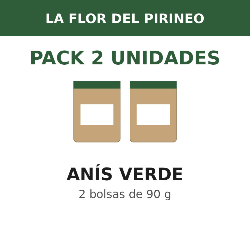La Flor del Pirineo Anís verde 90 g - Pack de 2 bolsas (180 g en total)