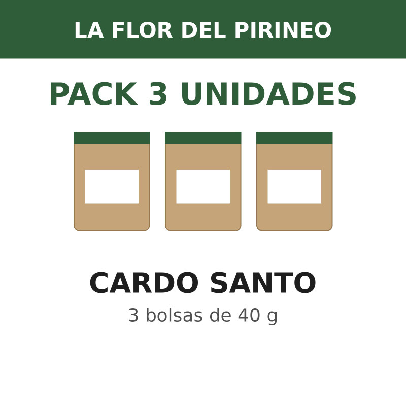 La Flor del Pirineo Cardo santo 40 g - Pack de 3 bolsas (120 g en total)
