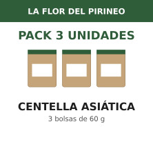 La Flor del Pirineo Centella asiática 60 g - Pack de 3 bolsas (180 g en total)