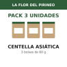 La Flor del Pirineo Centella asiática 60 g - Pack de 3 bolsas (180 g en total)