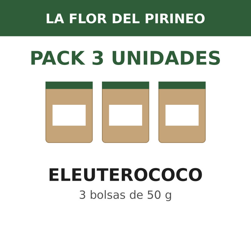 La Flor del Pirineo Eleuterococo 50 g - Pack de 3 bolsas (150 g en total)