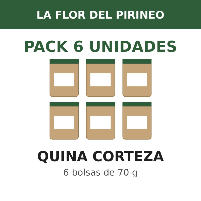La Flor del Pirineo Quina corteza 70 g - Pack de 6 bolsas (420 g en total)
