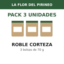 La Flor del Pirineo Roble corteza 70 g - Pack de 3 bolsas (210 g en total)