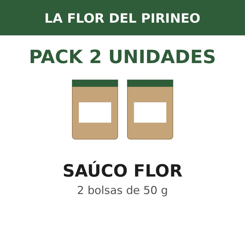 La Flor del Pirineo Saúco flor 50 g - Pack de 2 bolsas (100 g en total)