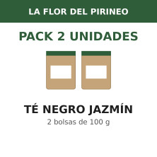 La Flor del Pirineo Té negro jazmín 100 g - Pack de 2 bolsas (200 g en total)