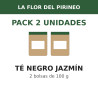 La Flor del Pirineo Té negro jazmín 100 g - Pack de 2 bolsas (200 g en total)