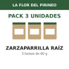 La Flor del Pirineo Zarzaparrilla raíz 60 g - Pack de 3 bolsas (180 g en total)