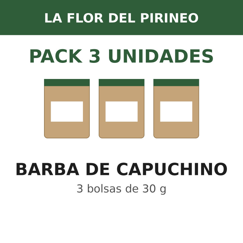 La Flor del Pirineo Barba de capuchino 30 g - Pack de 3 bolsas (90 g en total)
