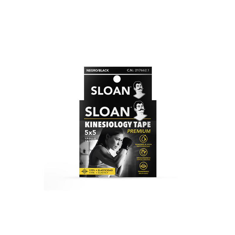 Kinesiology tape 5 m x 5 cm negro Sloan