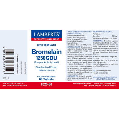 Bromelina 1250 Gdu 60 Tabletas - Lamberts