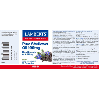 Borraja Aceite Puro 1000mg 90 Cápsulas - Lamberts