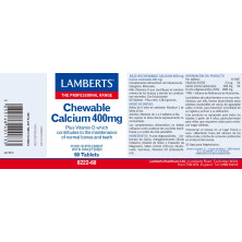 Calcio Masticable 400mg 60 Cápsulas - Lamberts