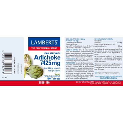 Ibisene Alcachofa Artichoke 7425mg 180 Tabletas - Lamberts