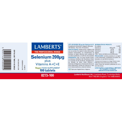 Selenio A+C+E 200mg 100 Tabletas - Lamberts