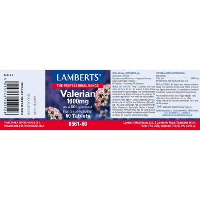 Valeriana 1600mg 60 Comprimidos - Lamberts