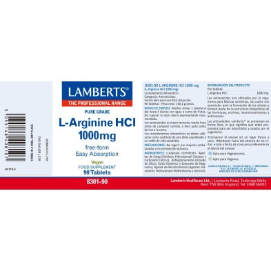 L-Arginina 1000mg 90 Cápsulas - Lamberts