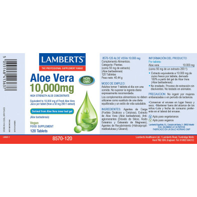 Áloe Vera 10.000mg 120 Cápsulas - Lamberts