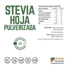 Stevia Hoja Pulverizada 100g - Energy Feelings