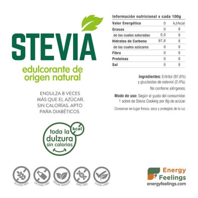 Stevia Sobre Individuales 100ud - Energy Feelings