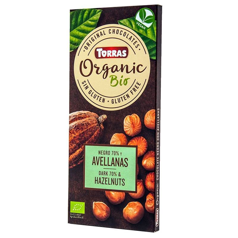 Chocolate Bio Negro 70% Cacao Con Avellanas - Torras