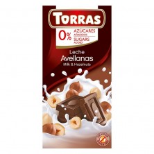 Chocolate Con Leche Y Avellanas Sin Azúcar 75g - Torras