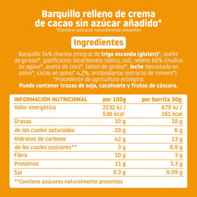 Barrita Rellena Recubierta Cacao Eco 40G - Smileat
