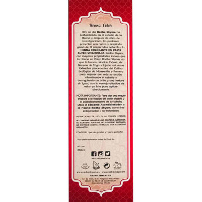 Henna Caoba Super Oscuro Pasta - Radhe Shyam