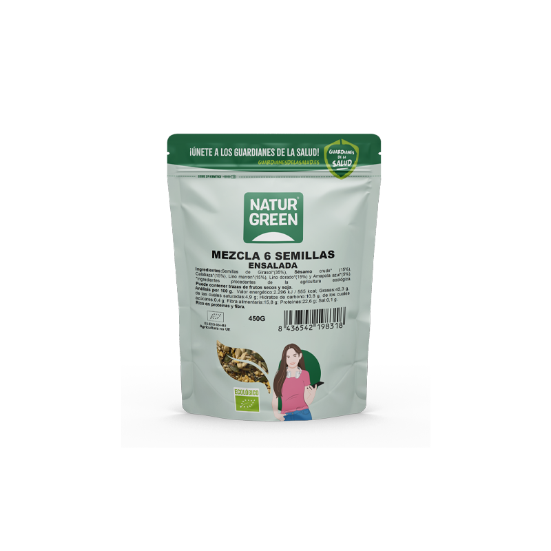 Mezcla 6 Semillas Ensalada Bio 450G - Naturgreen Mezcla 6 Semillas Ensalada Bio 450G - Naturgreen