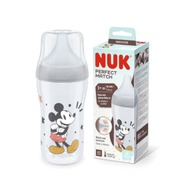 Biberon PM PP Silicona 0-6m M Mickey 260ml Gris - Nuk Biberon PM PP Silicona 0-6m M Mickey 260ml Gris - Nuk