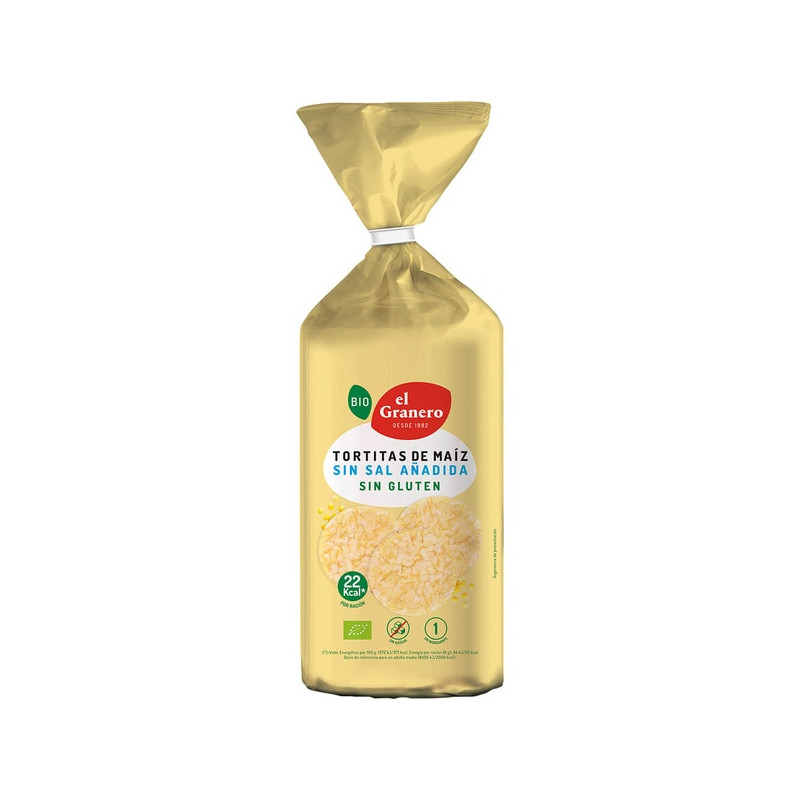 Tortitas Maiz S/Sal Sin Gluten Bio 130g - El Granero Tortitas Maiz S/Sal Sin Gluten Bio 130g - El Granero