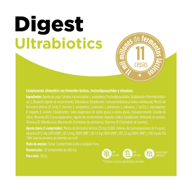 Digest Ultrabiotics 30comp: Salud intestinal natural y efectiva