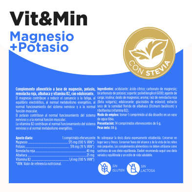 Vit&Min Magnesio+Potasio Efervescente: Salud Natural y Bienestar - 14comp