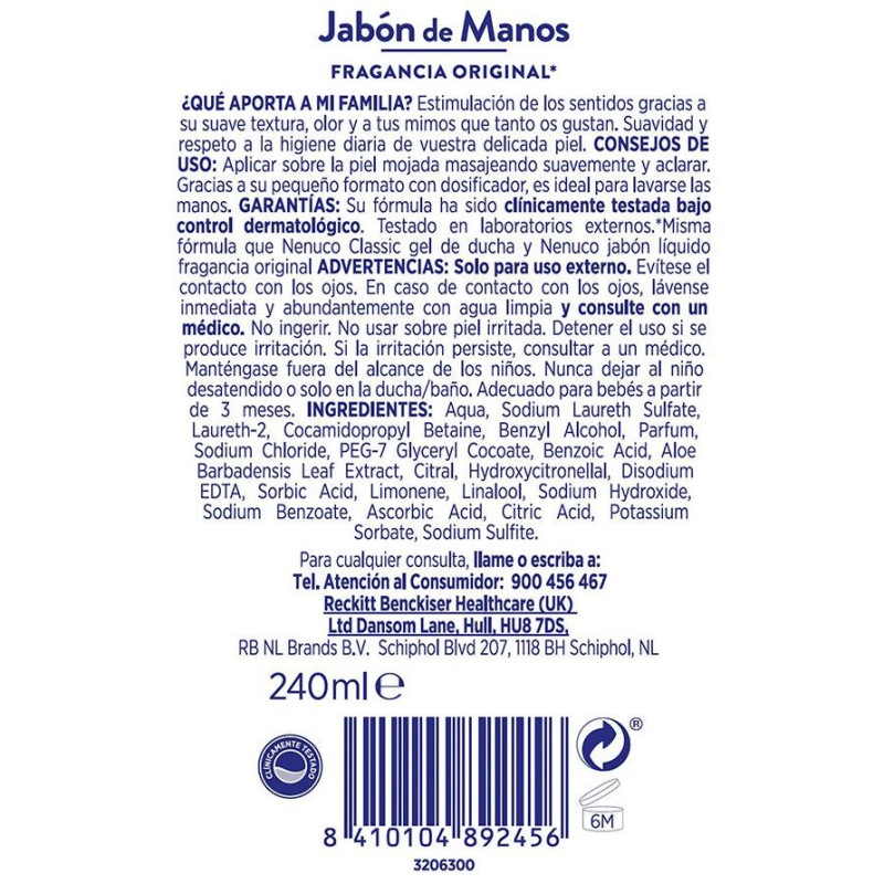 Nenuco Classic Jabón De Manos Fragancia Original 240Ml Nenuco Classic Jabón De Manos Fragancia Original 240Ml