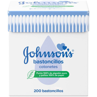 Johnson&apos;S Baby Bastoncillos Para Bebé, Niños Y Adultos, Con Extremos De Algodón 100% Puro 200 U